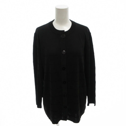 Saint Laurent Knit Cardigan Black Border Pattern Round Neck Long Sleeve