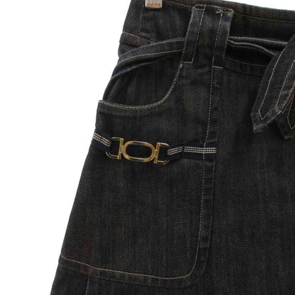 Max Mara Wrap Skirt Denim Belt Knee-Length Cotton Indigo 36 — view 3