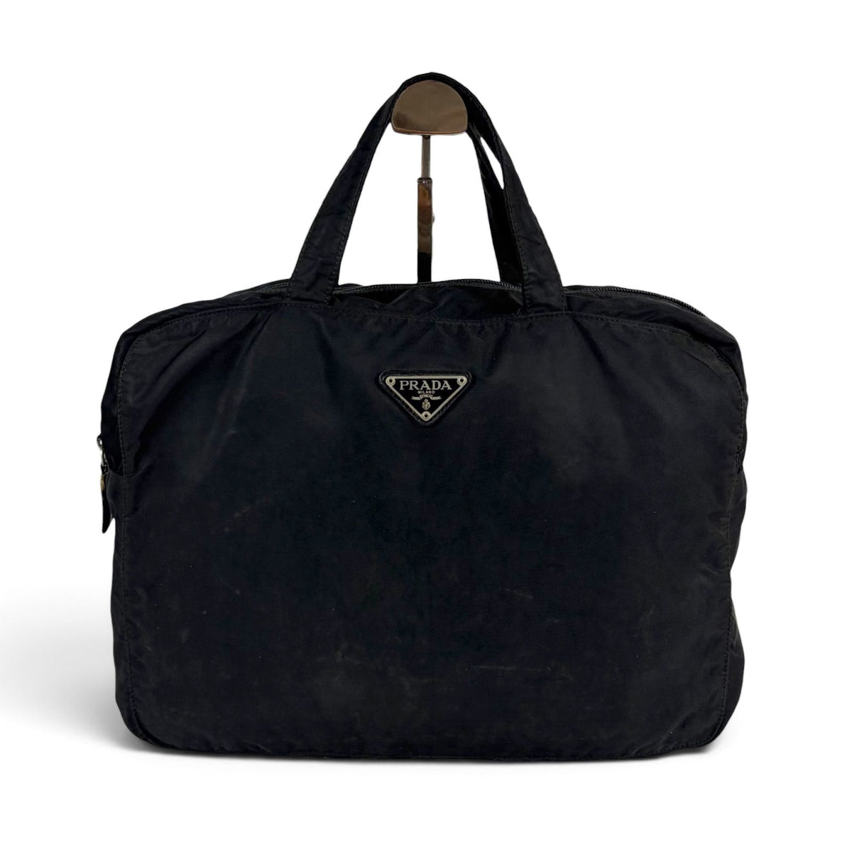 Prada Triangle Logo Mini Boston Bag Nero