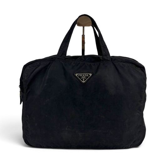Prada Triangle Logo Mini Boston Bag Nero