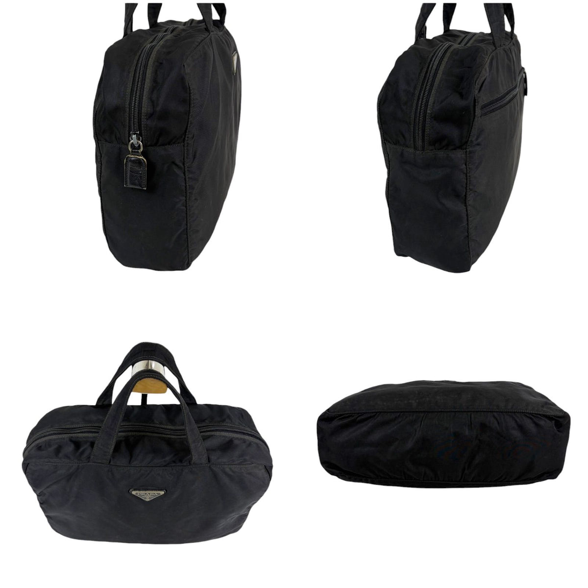 Prada Triangle Logo Mini Boston Bag Nero — view 3