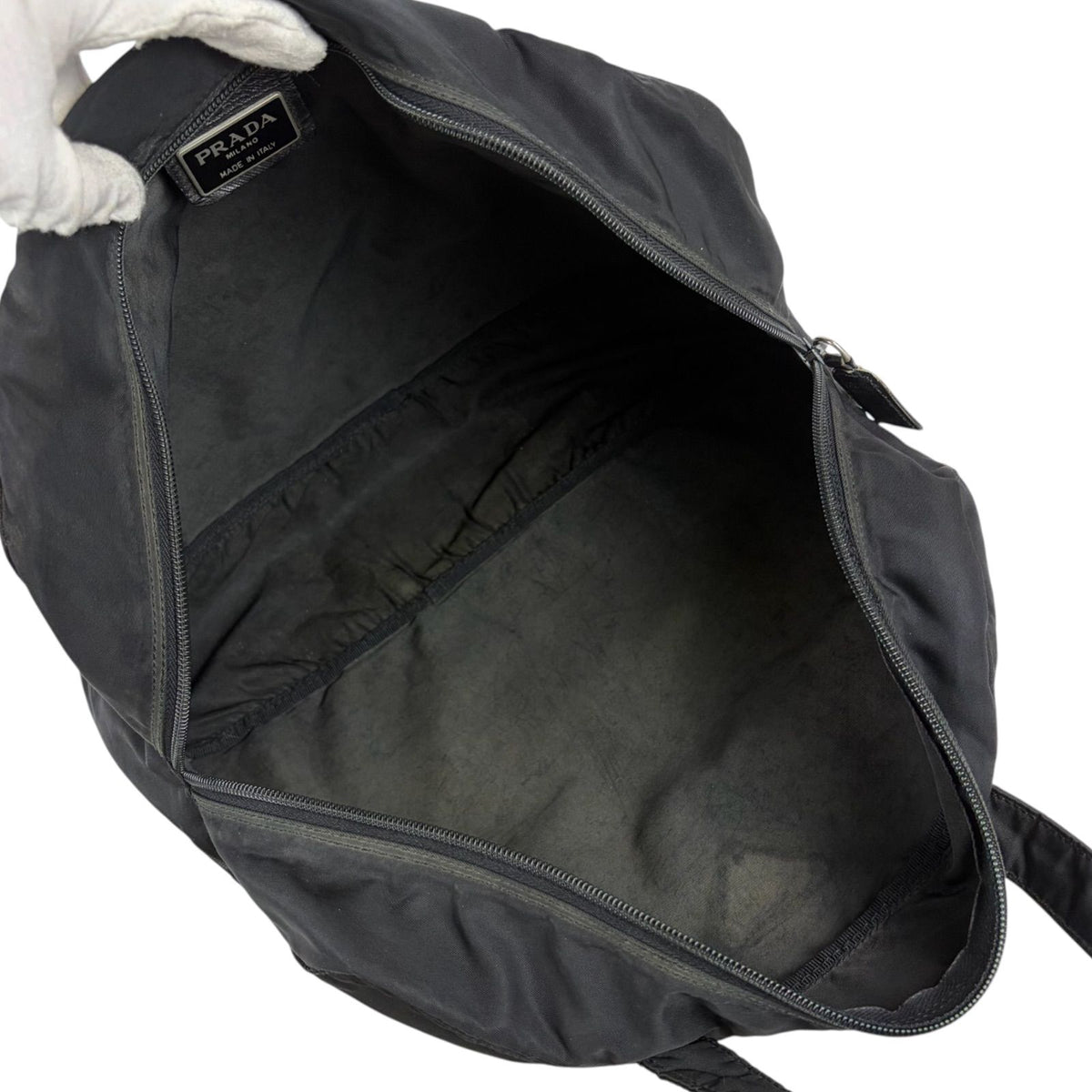 Prada Triangle Logo Mini Boston Bag Nero — view 8