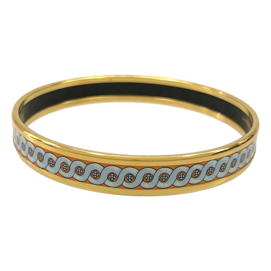 Hermes Email Bangle PM Enamel Bracelet Blue