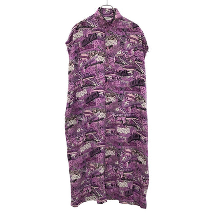 Balenciaga Graffiti Silk Dress Purple 34