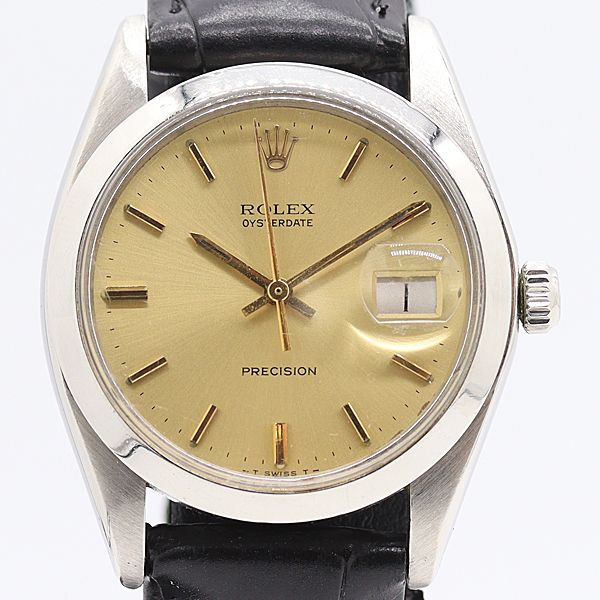 Rolex Oyster Date Precision Manual Wind Gold Dial Watch