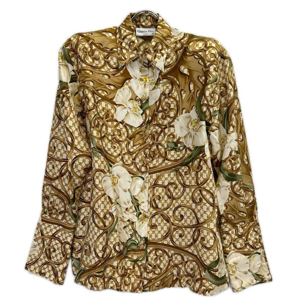 Dior Gold Silk 100 CD Button Botanical Design Shirt