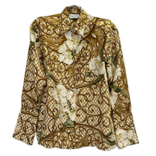 Dior Gold Silk 100 CD Button Botanical Design Shirt
