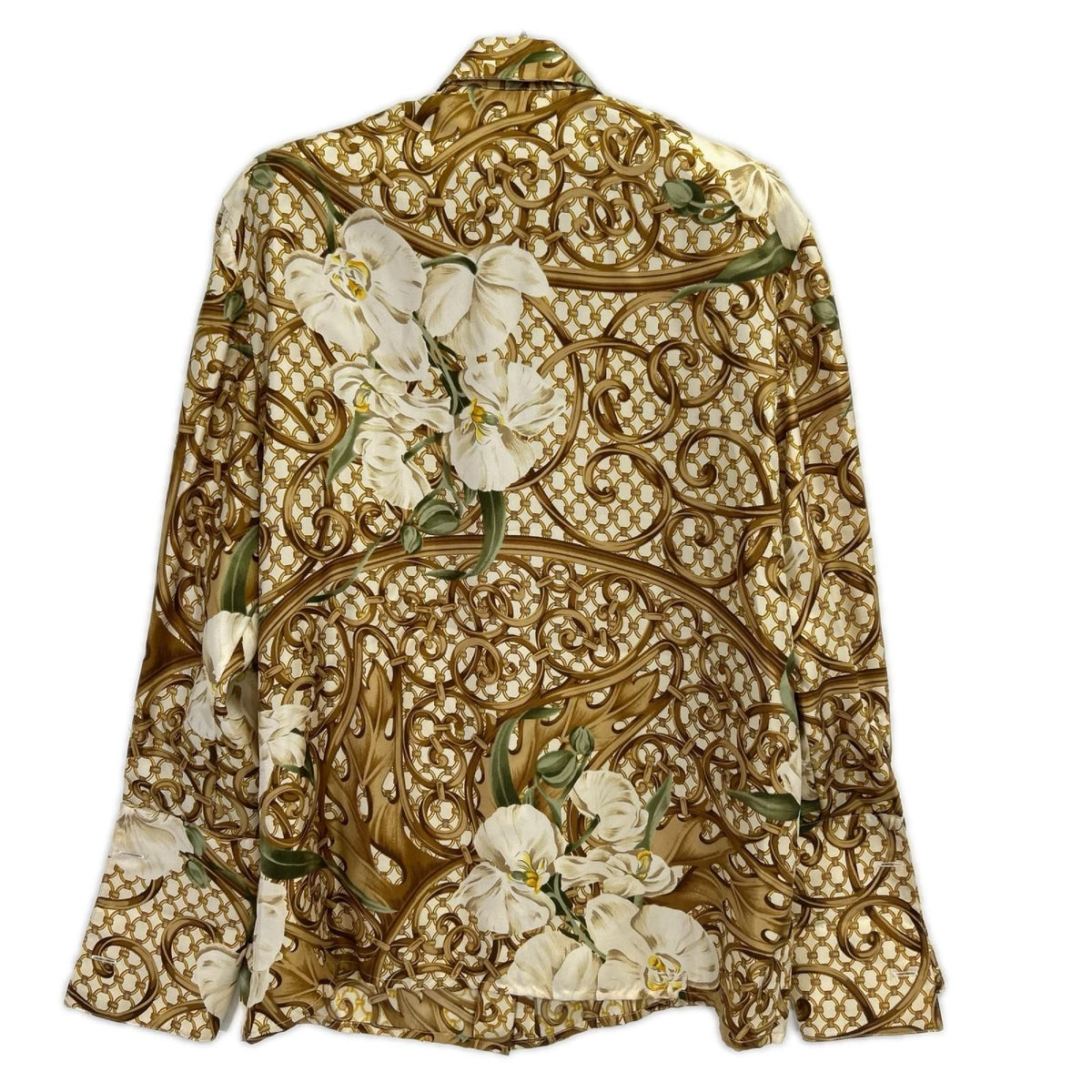 Dior Gold Silk 100 CD Button Botanical Design Shirt — view 2