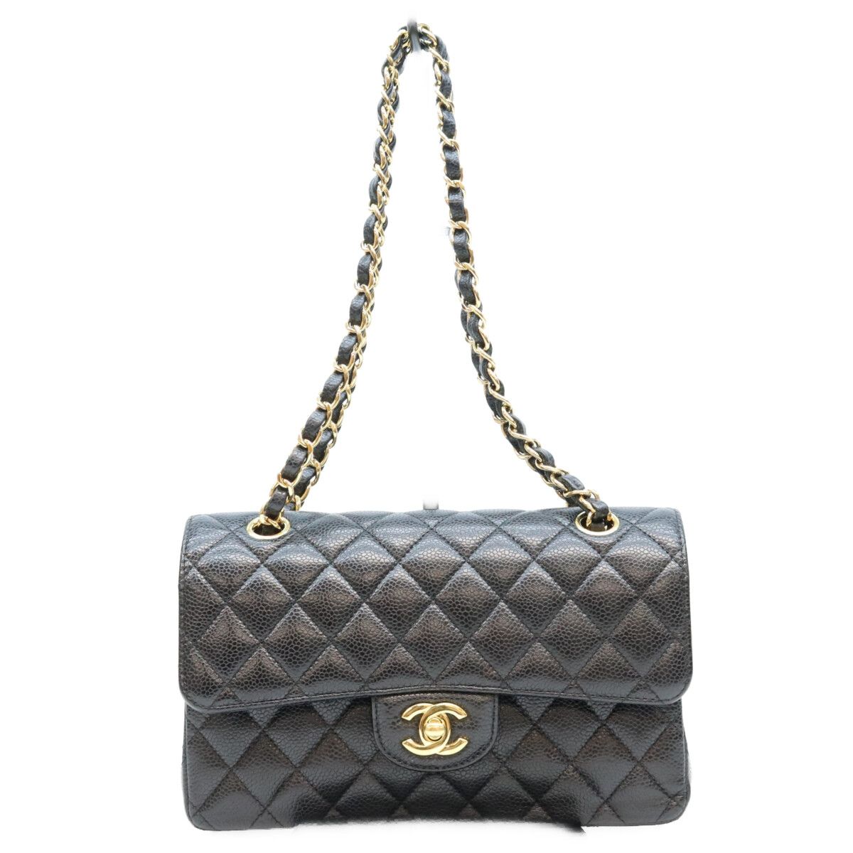 Chanel Black Caviar Quilted 23 Shoulder Bag