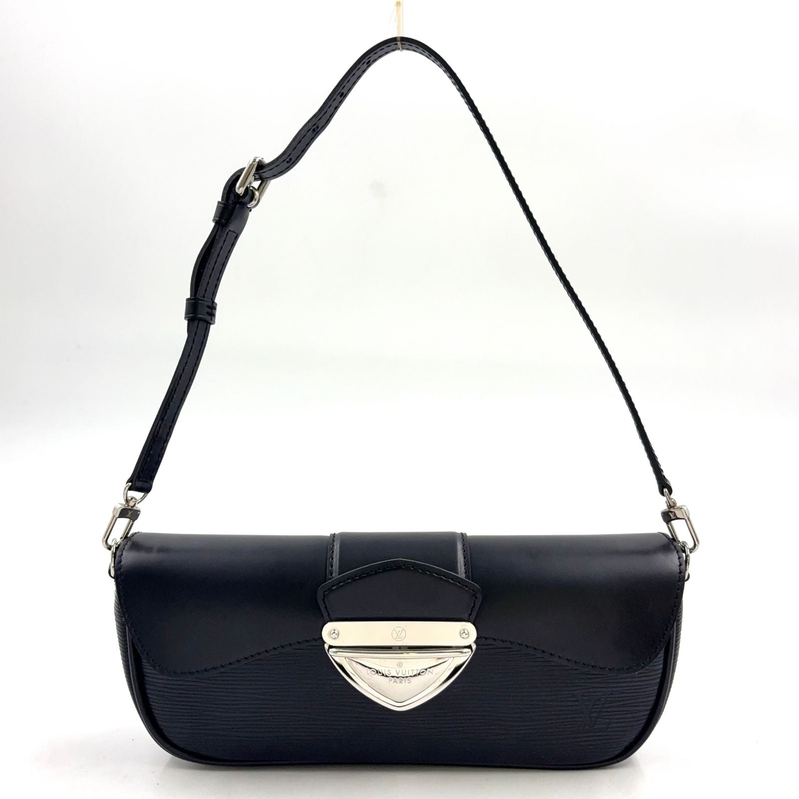Louis Vuitton Pochette Montaigne Epi Noir Leather Black Shoulder Bag Silver