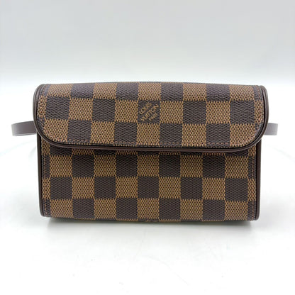 Louis Vuitton Pochette Florentine Damier Ebene Leather Brown Belt Bag Gold