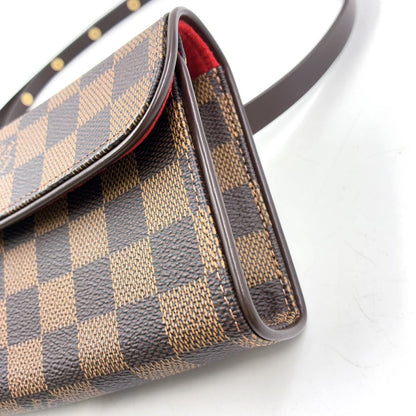 Louis Vuitton Pochette Florentine Damier Ebene Leather Brown Belt Bag Gold — view 8