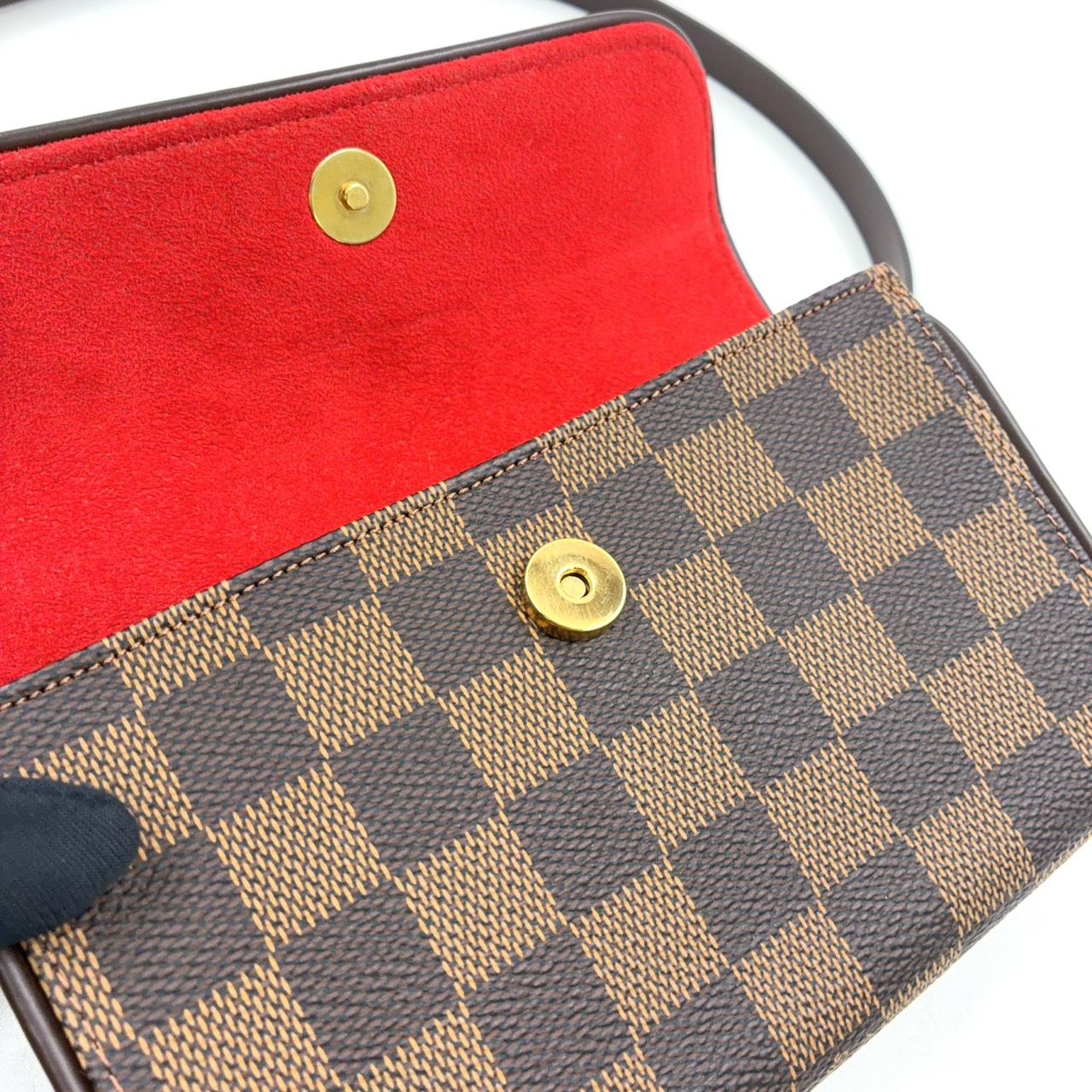 Louis Vuitton Pochette Florentine Damier Ebene Leather Brown Belt Bag Gold — view 6