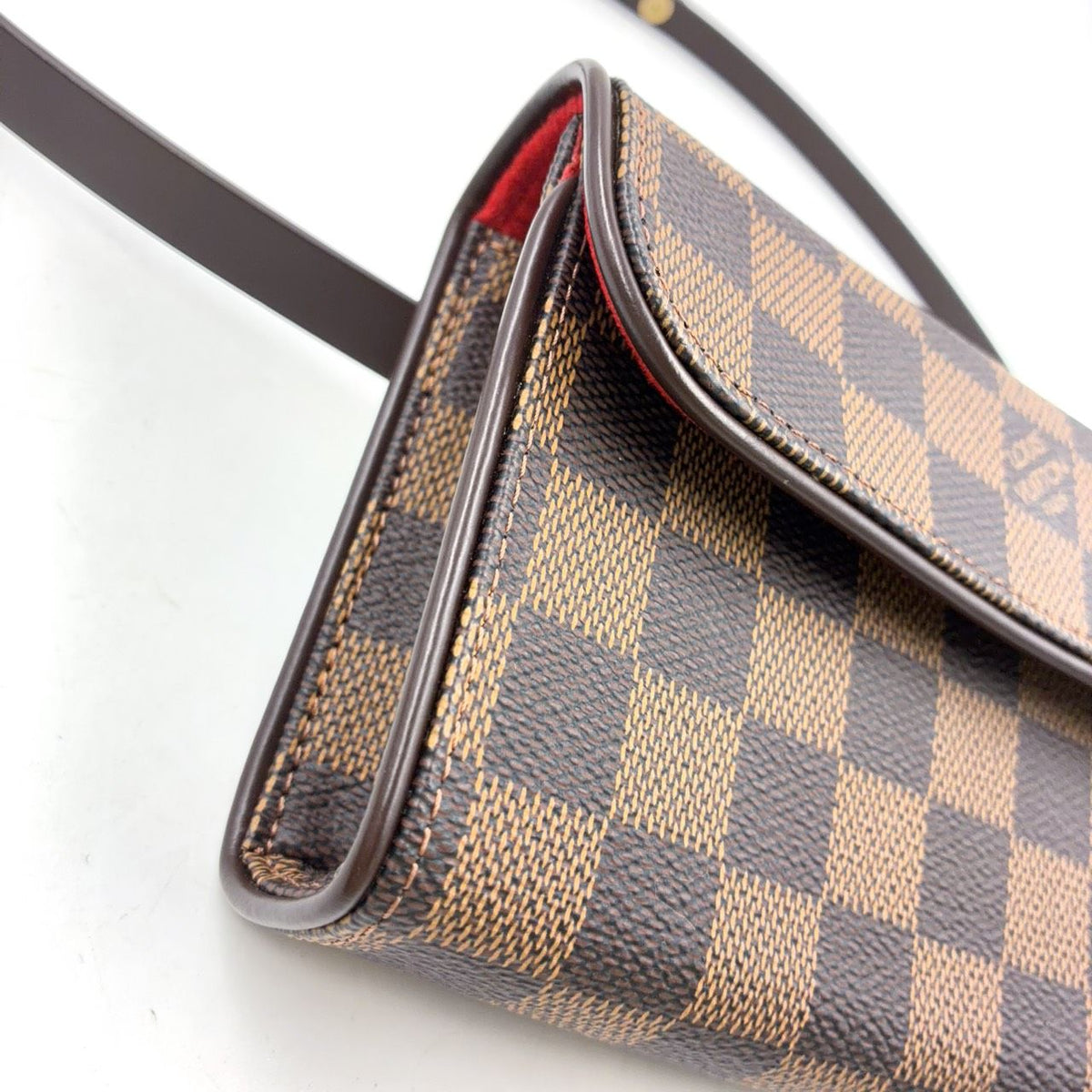 Louis Vuitton Pochette Florentine Damier Ebene Leather Brown Belt Bag Gold — view 7
