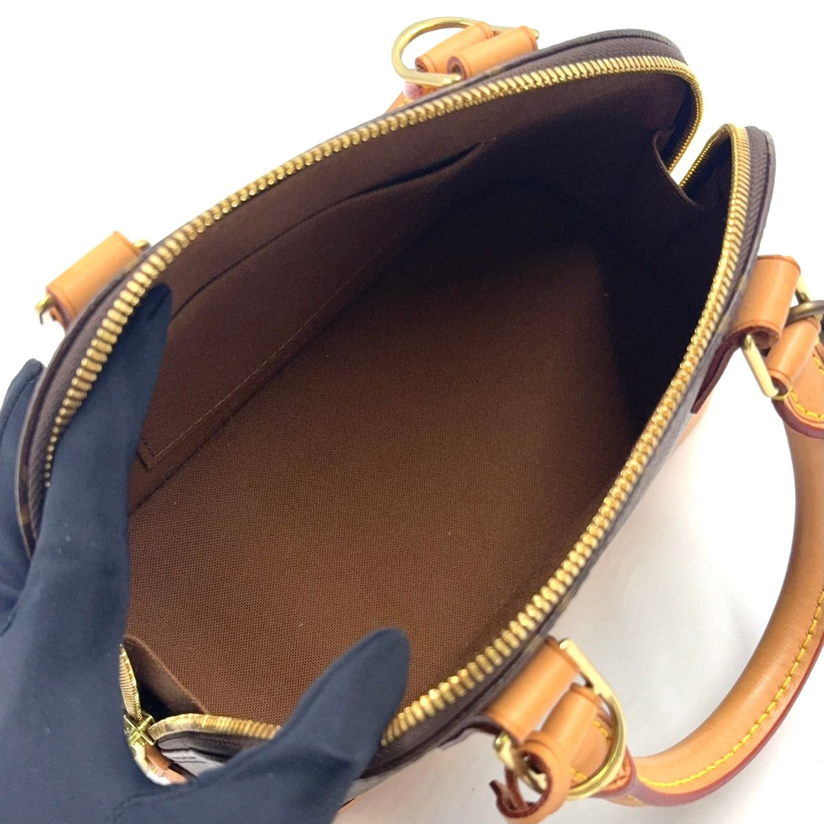Louis Vuitton Alma BB Monogram Leather Brown Light Handbag Gold — view 3