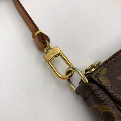 Louis Vuitton Pochette Accessoires Monogram Leather Brown Handbag Gold — view 7
