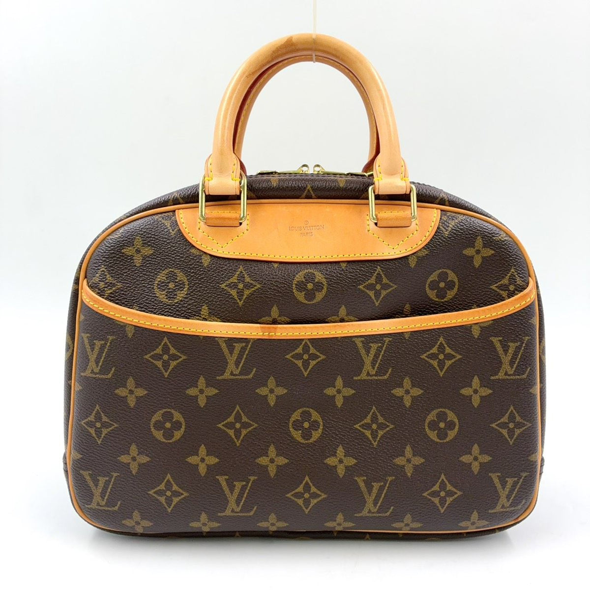 Louis Vuitton Monogram Leather Brown Handbag Gold