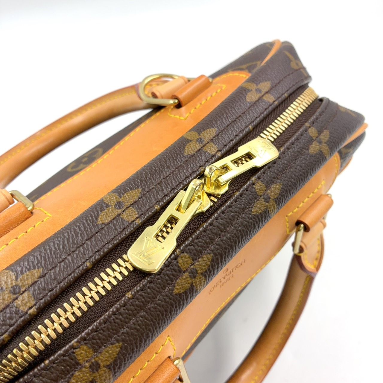 Louis Vuitton Monogram Leather Brown Handbag Gold — view 6