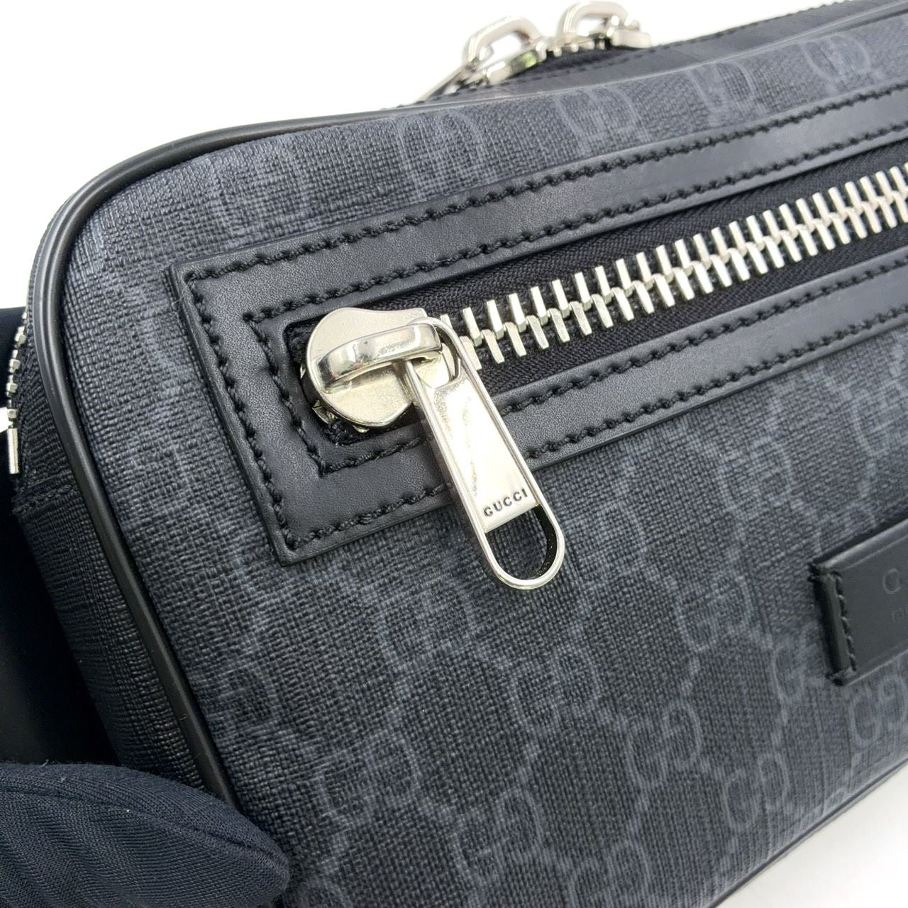 Gucci Soft GG Supreme Sherry Line Leather Navy Black Red Belt Bag Silver — view 7