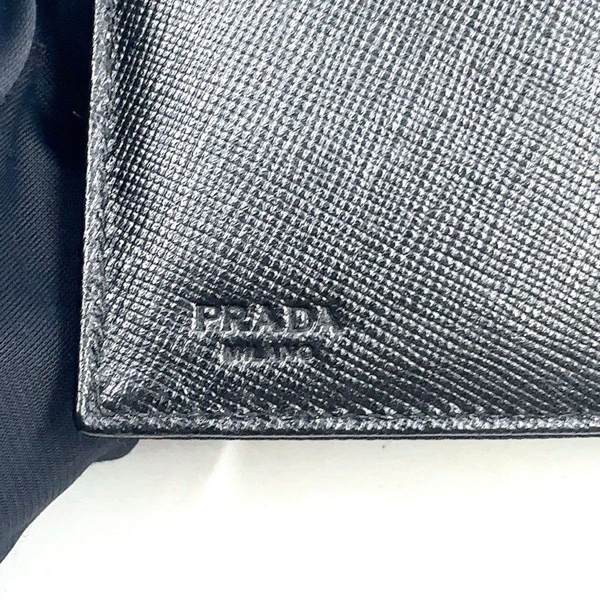 Prada Leather Nylon Black Trifold Wallet Silver — view 4