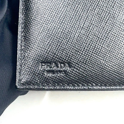 Prada Leather Nylon Black Trifold Wallet Silver — view 4