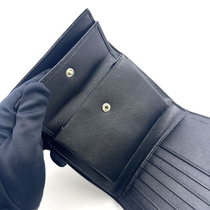Prada Leather Nylon Black Trifold Wallet Silver — view 7