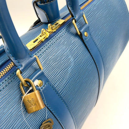 Louis Vuitton Keepall 45 Epi Toledo Blue Leather Boston Bag Gold — view 8