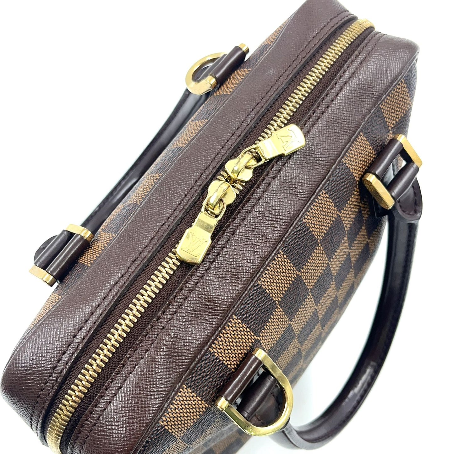 Louis Vuitton Brera Damier Ebene Leather Brown Handbag Gold — view 7