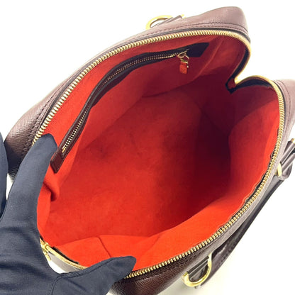 Louis Vuitton Brera Damier Ebene Leather Brown Handbag Gold — view 3