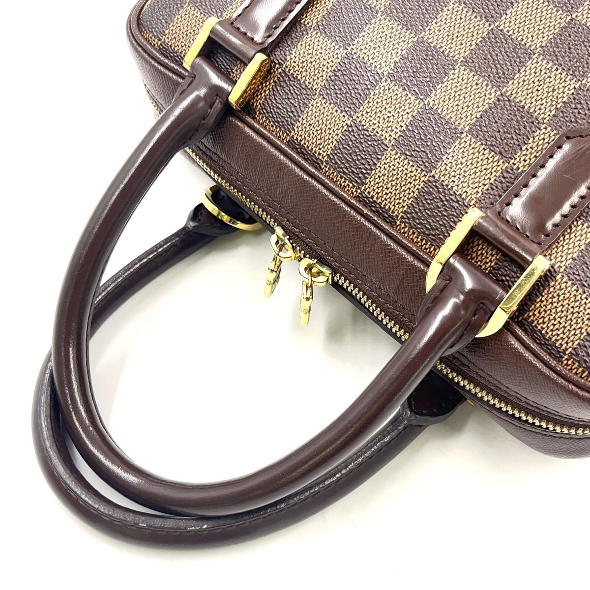 Louis Vuitton Brera Damier Ebene Leather Brown Handbag Gold — view 8