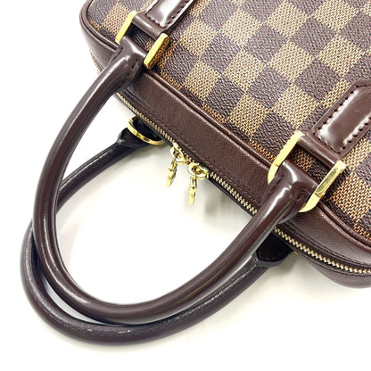 Louis Vuitton Brera Damier Ebene Leather Brown Handbag Gold — view 8
