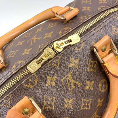 Louis Vuitton Keepall Bandouliere 55 Monogram Leather Brown Boston Bag Gold — view 6