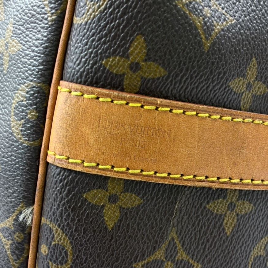 Louis Vuitton Keepall Bandouliere 55 Monogram Leather Brown Boston Bag Gold — view 5