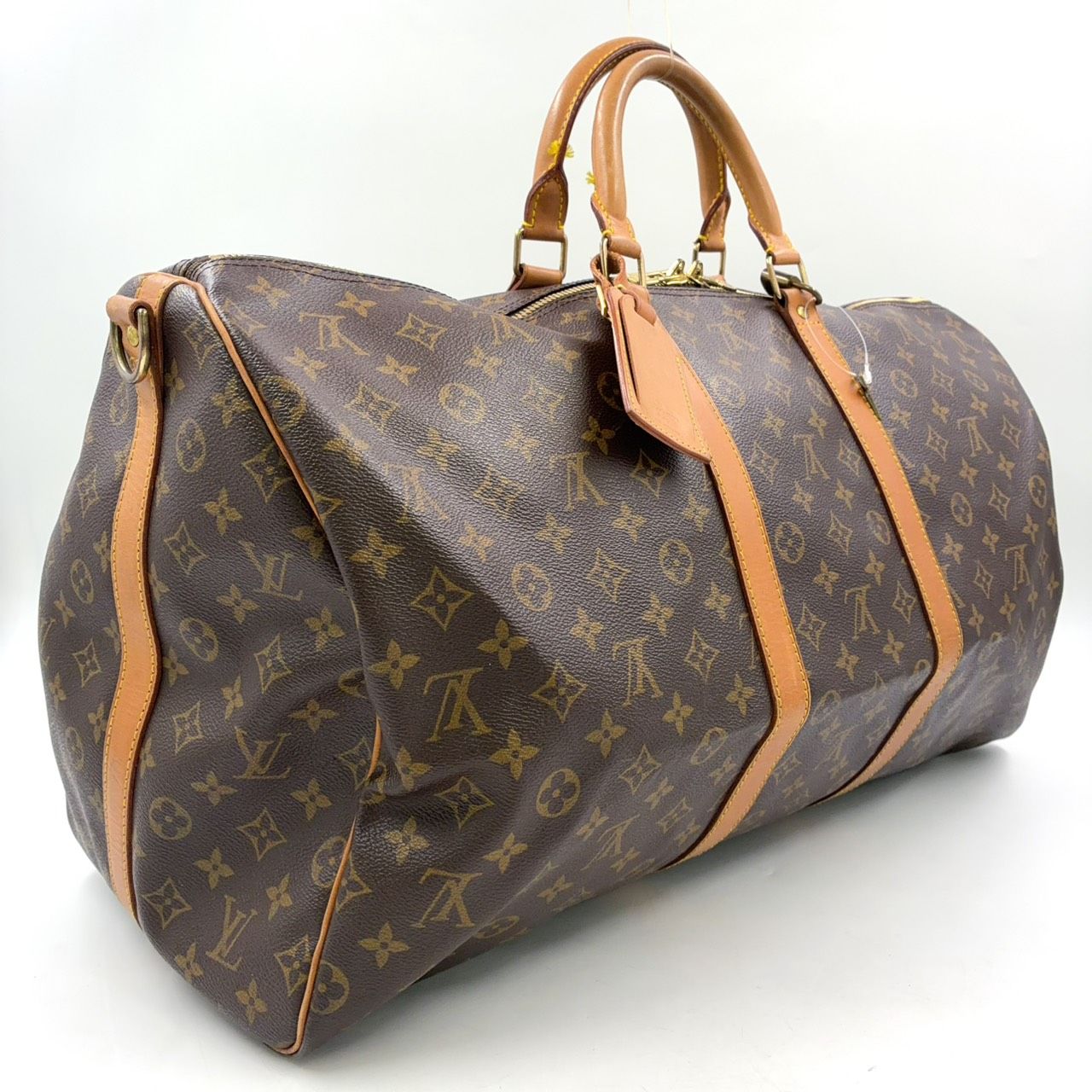 Louis Vuitton Keepall Bandouliere 55 Monogram Leather Brown Boston Bag Gold — view 2