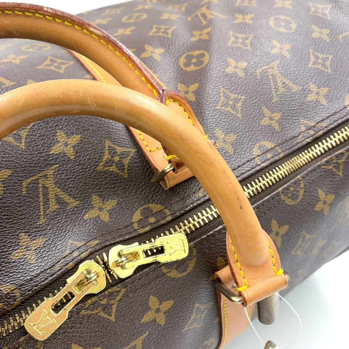 Louis Vuitton Keepall Bandouliere 55 Monogram Leather Brown Boston Bag Gold — view 8