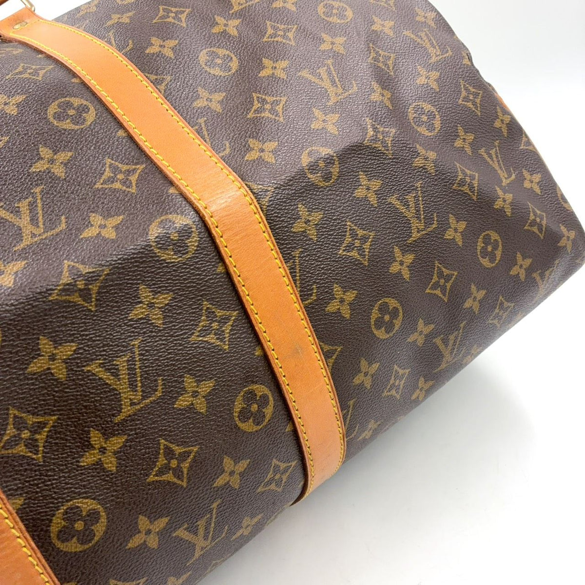 Louis Vuitton Keepall Bandouliere 55 Monogram Leather Brown Boston Bag Gold — view 4