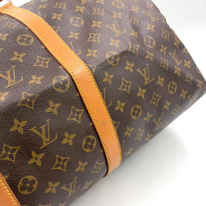 Louis Vuitton Keepall Bandouliere 55 Monogram Leather Brown Boston Bag Gold — view 4