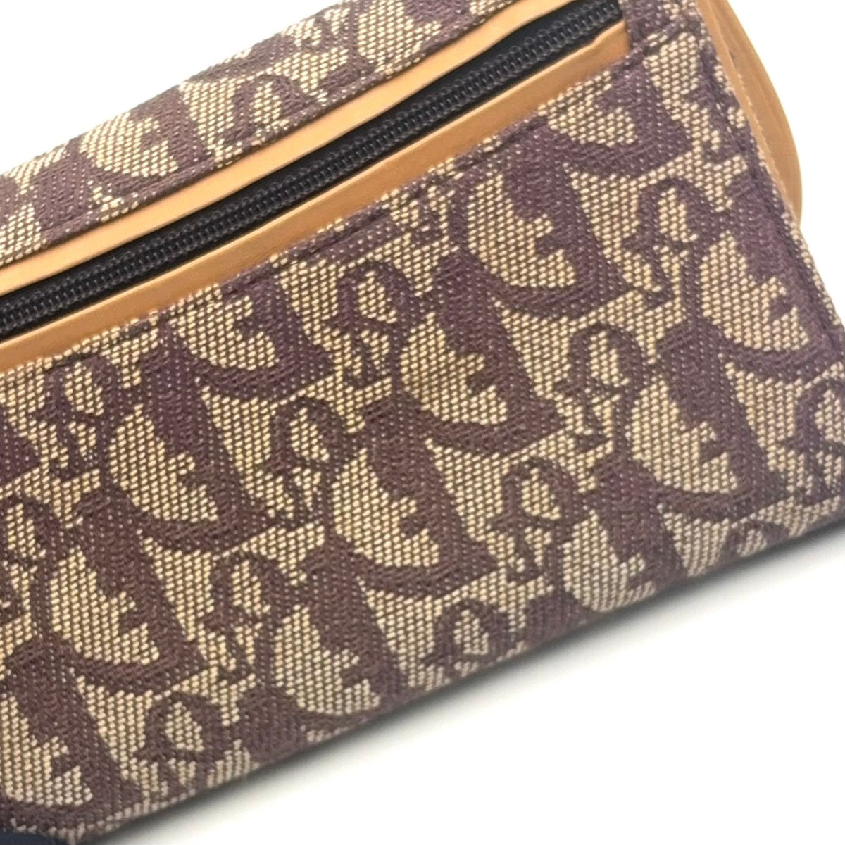 Dior Saddle Trotter Leather Canvas Brown Light Trifold Wallet Gold — view 7