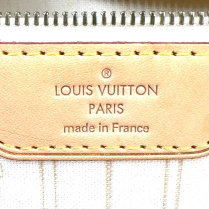 Louis Vuitton Neverfull MM Damier Azur Leather Off White Light Brown Tote — view 3