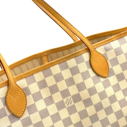 Louis Vuitton Neverfull MM Damier Azur Leather Off White Light Brown Tote — view 7