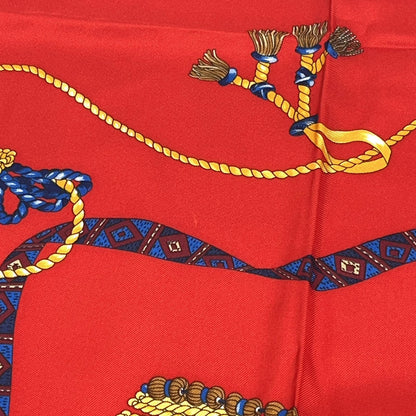 Fendi Fringe Checker Pattern Silk Red Scarf — view 4
