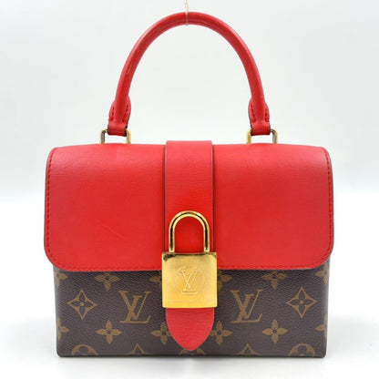 Louis Vuitton Locky BB 2-Way Shoulder Leather Brown Red Handbag Gold