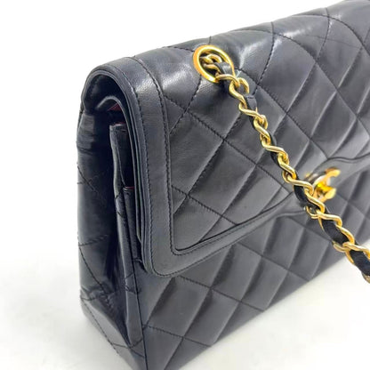 Chanel Limited Edition Quilted Lambskin Black Chain Shoulder Bag Gold — view 7
