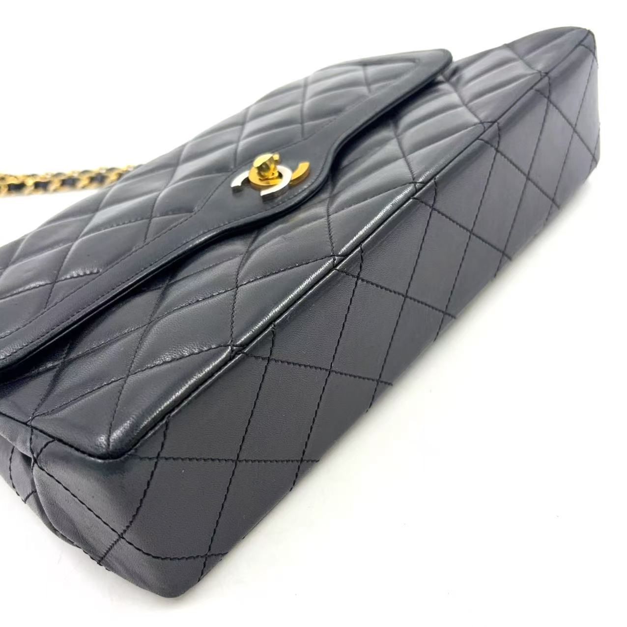 Chanel Limited Edition Quilted Lambskin Black Chain Shoulder Bag Gold — view 6