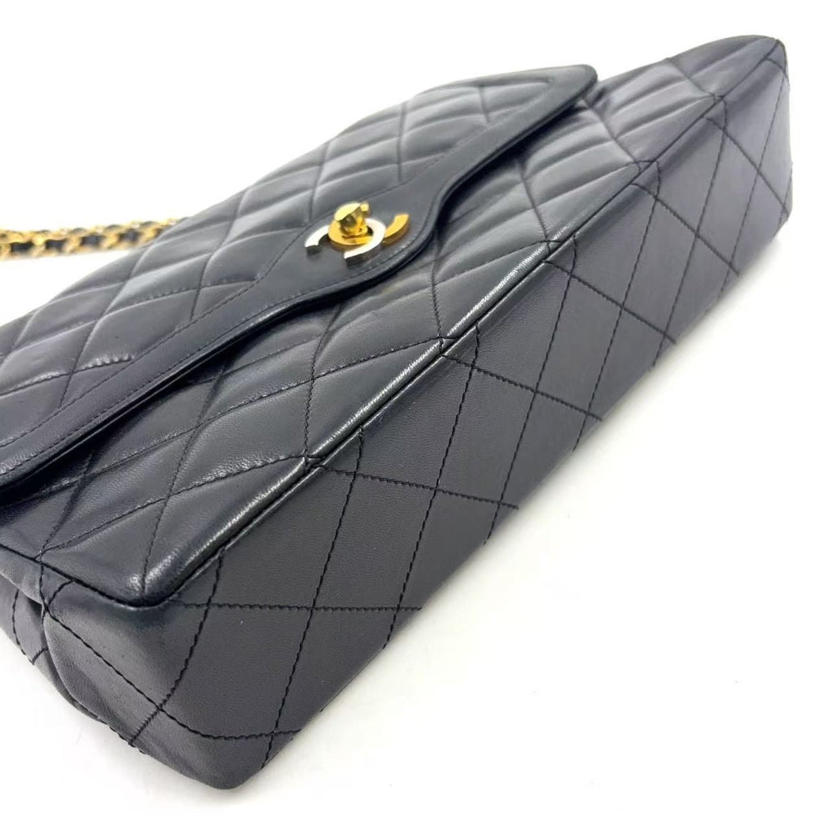 Chanel Limited Edition Quilted Lambskin Black Chain Shoulder Bag Gold — view 6