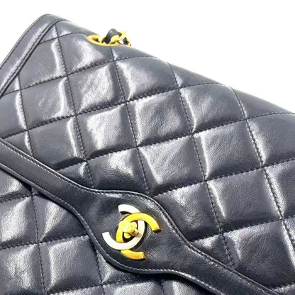 Chanel Limited Edition Quilted Lambskin Black Chain Shoulder Bag Gold — view 5