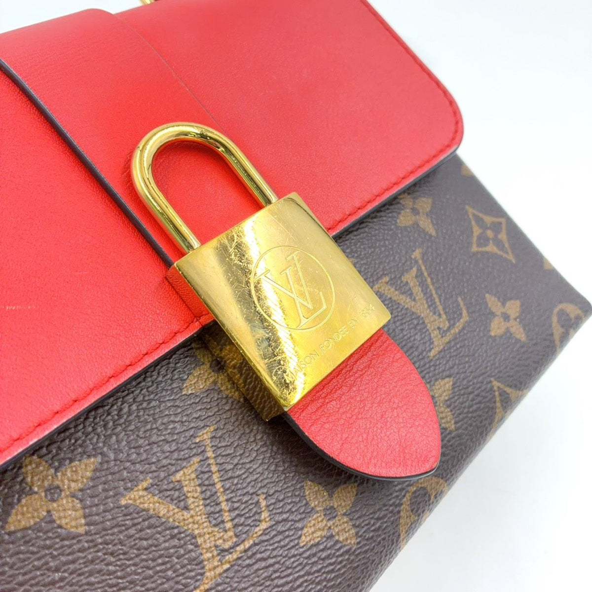 Louis Vuitton Locky BB 2-Way Shoulder Leather Brown Red Handbag Gold — view 7