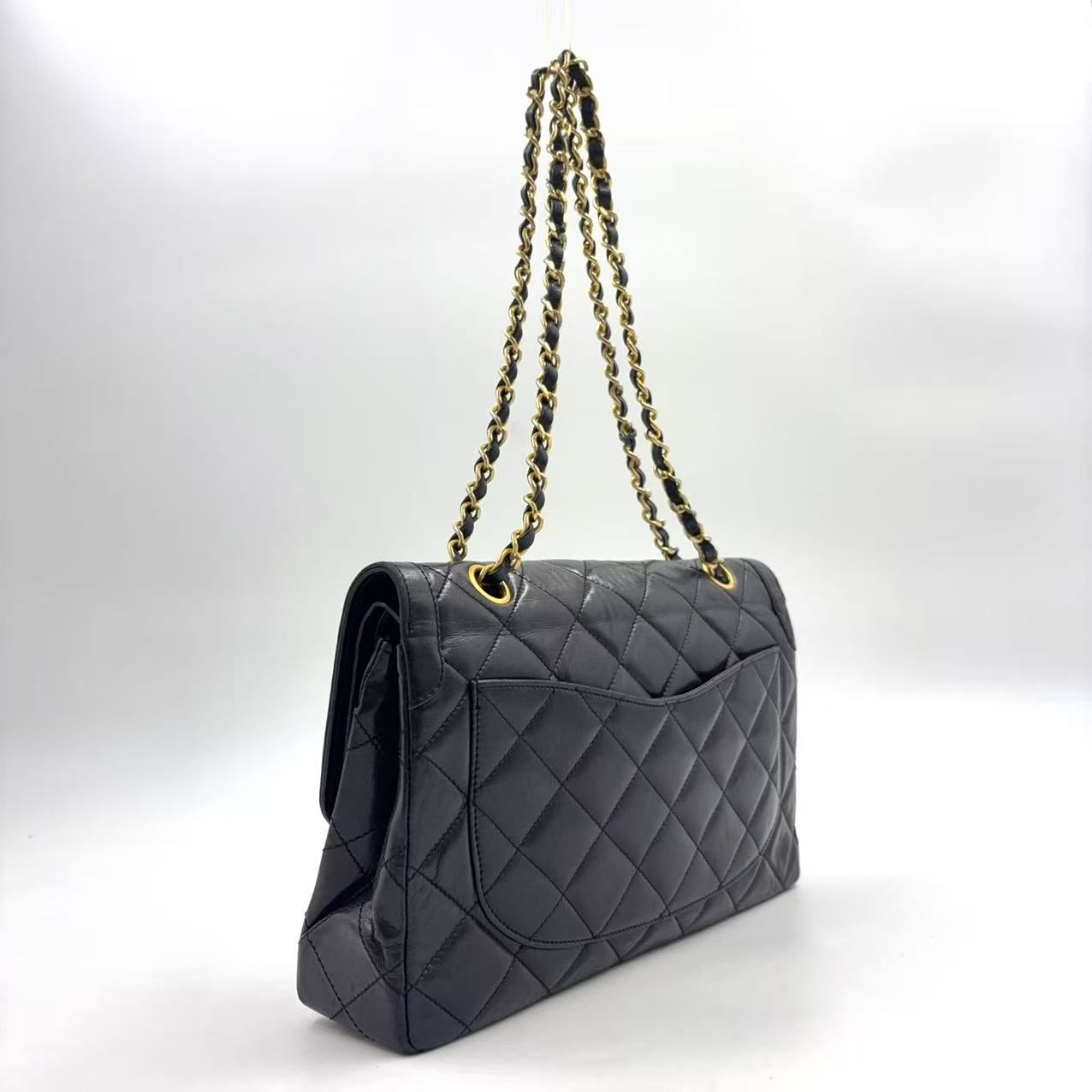 Chanel Limited Edition Quilted Lambskin Black Chain Shoulder Bag Gold — view 2