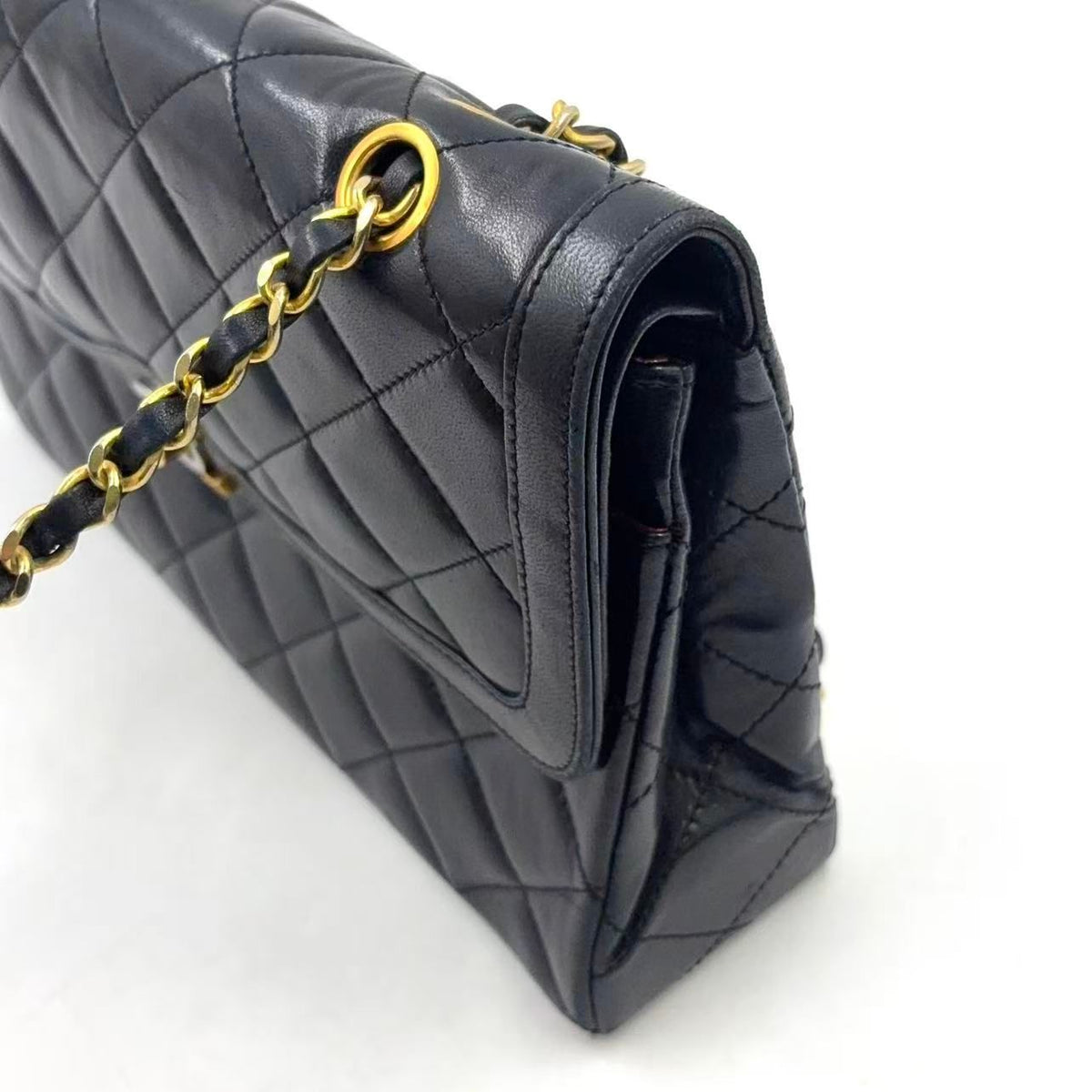 Chanel Limited Edition Quilted Lambskin Black Chain Shoulder Bag Gold — view 8