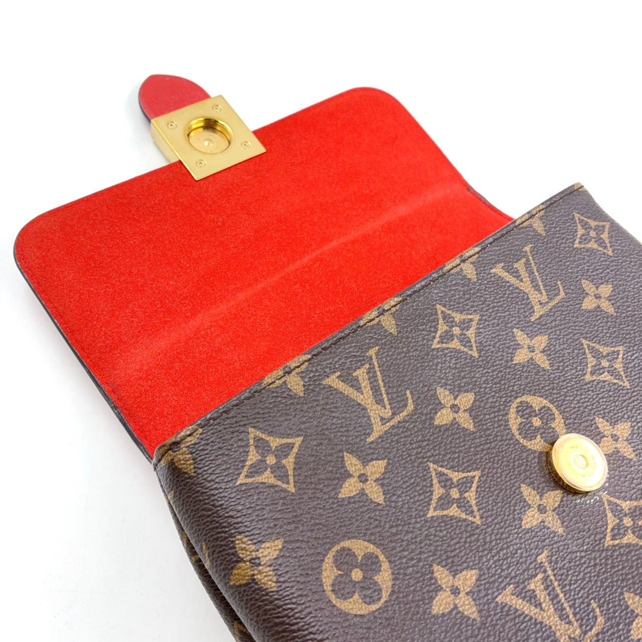 Louis Vuitton Locky BB 2-Way Shoulder Leather Brown Red Handbag Gold — view 5